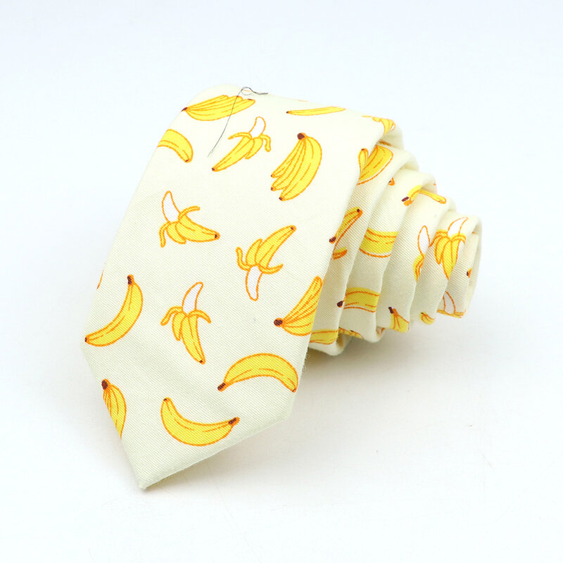 Simpatico cartone animato colorato cravatta per uomo donna magro cotone frutta animale stampa cravatta Banana anatra orso stretto Cravate regalo divertente