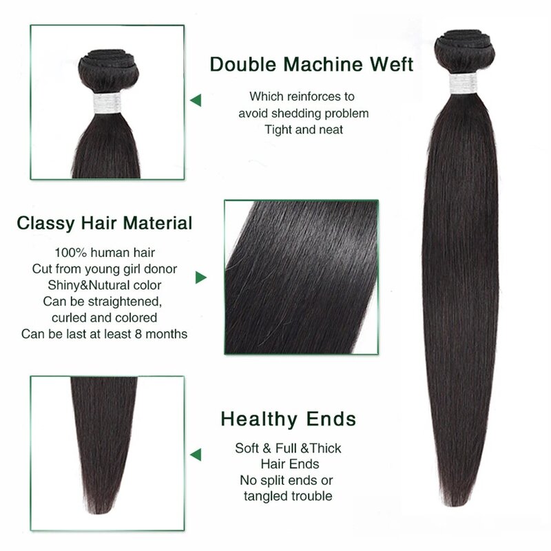 Aisha Queen Hair Brazilian Straight Human Hair 1 Piece Hair Weave Bundles 8-30inch Natural Color Free Shipping Non Remy Hair