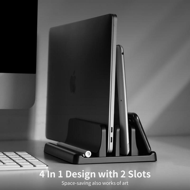 Lalang Dudukan Berdiri Laptop Vertikal Plastik Dock Notebook Desktop Dapat Disesuaikan Hemat Ruang 3 In 1