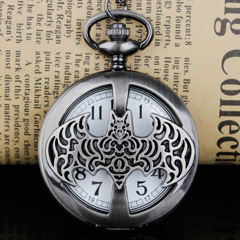 Exquisite Quarz Taschenuhr für Kinder hohle Fledermaus Design Anhänger Halskette Uhr niedliche Uhr für Jungen Mädchen