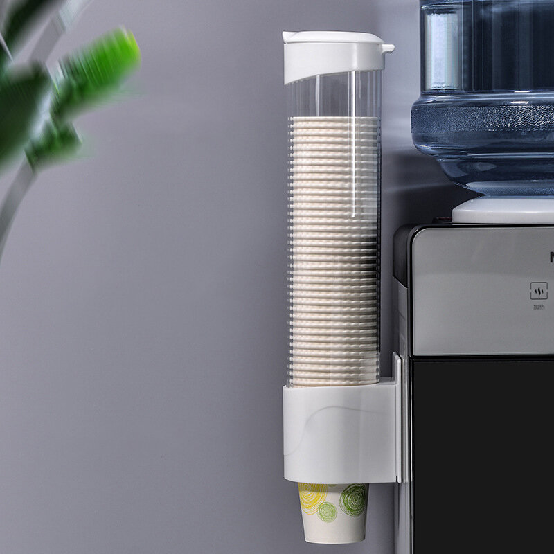 Disposable Paper Cups Dispenser Plastic Cup Holder for Water Dispenser Wall Mounted Automatic Cup Storage Rack Cups Container
