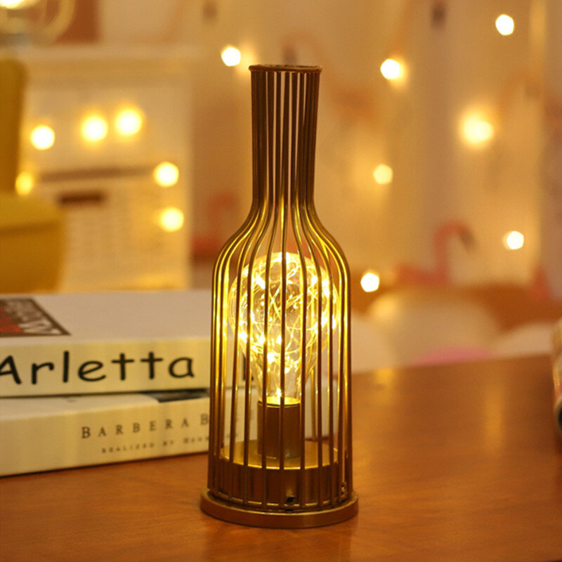 Moonlux-Lámpara de mesa LED romántica con forma de botella de vino, luz de noche con forma de estrella de alambre de cobre, batería USB, hogar y dormitorio