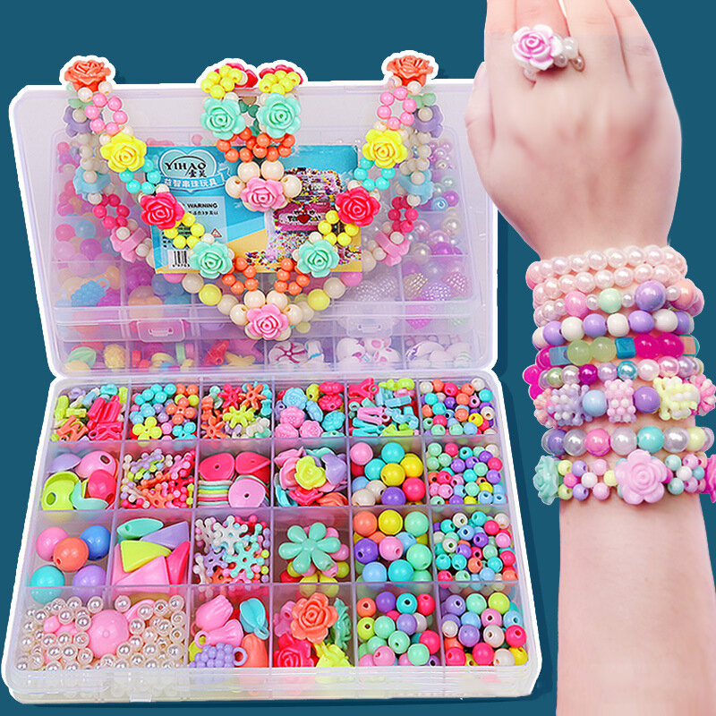 Kit per fare braccialetti perline giocattoli per bambini fai da te 24  griglia fatti a mano fare puzzle perline per ragazze Kit ragazze giocattoli  per 3 5 7 9 11 / Arti