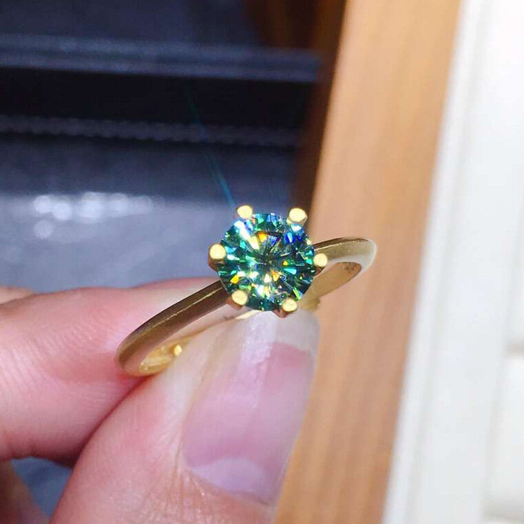 Cincin Zirkon CZ Hijau Biru Bundar Klasik untuk Wanita Cincin Pernikahan Pertunangan Perhiasan Pengantin Aksesori Mode Cincin Kekasih
