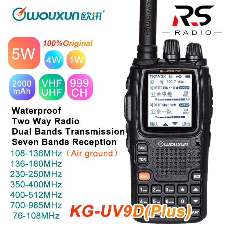 Wouxun KG-UV9D Plus Bộ Đàm CB Đài Phát Thanh Thu Phát Multiband Không Dây Tần Số 108-136MHz Cảnh Sát 350- 390 Mhz UV-9R