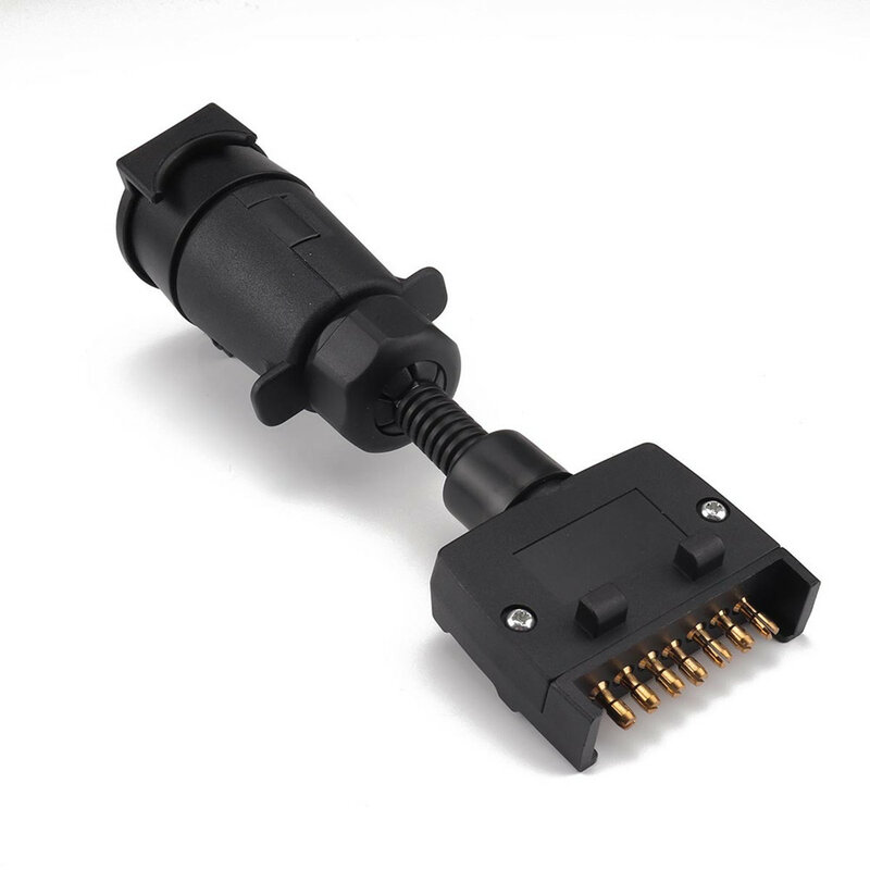 Car Trailer Adaptor 7 Pin Flat Male plug to 7 Pin Large round Female socket New