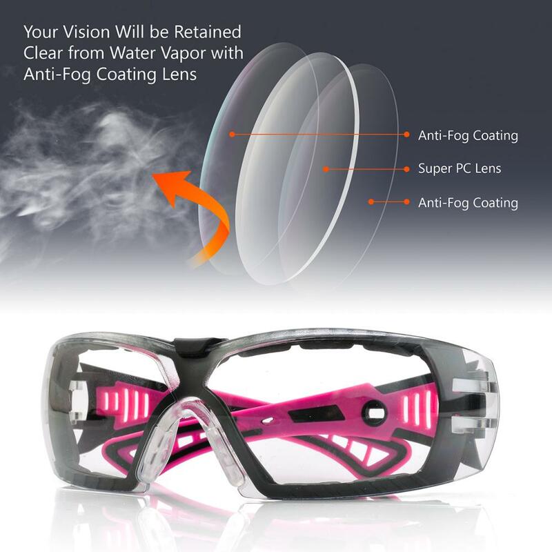 SAFEYEAR Safety Glasses Anti-Shock PC Lens Goggles Splash UV Windproof Riding Protective Working Eyewear Clear For Women&Mens