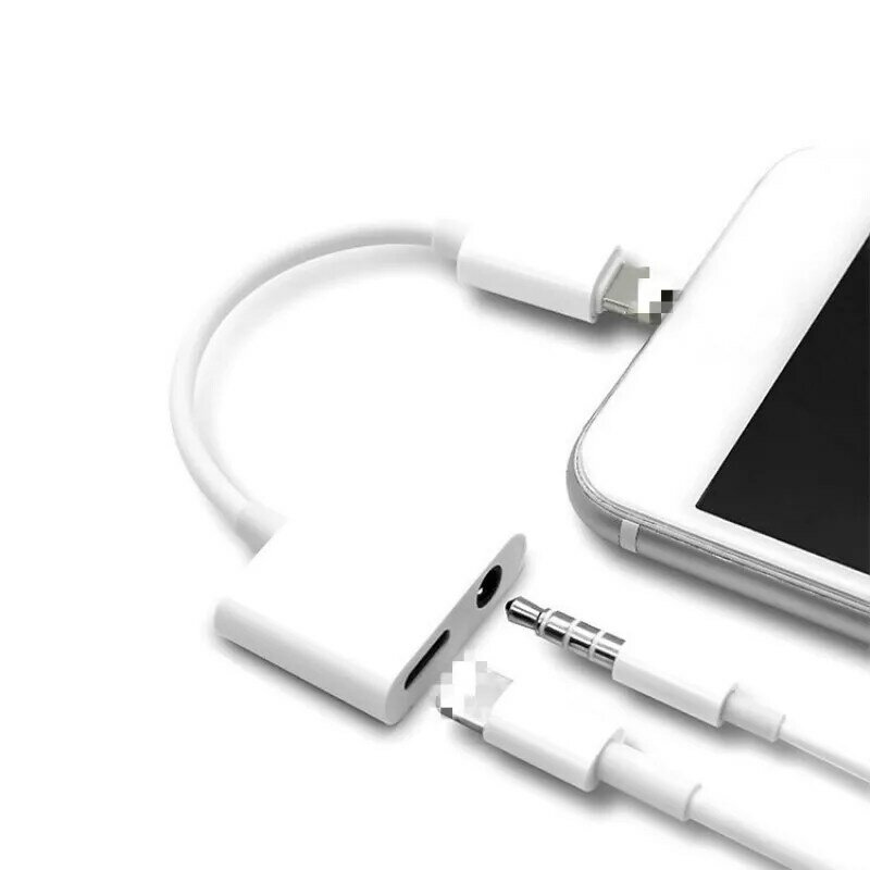 Adaptador de Audio para auriculares Lightning a 3,5mm, 2 en 1, para iPhone 7, 8, X, XS, Cable cargador, teléfono móvil, Aux, Dual Jack Splitter