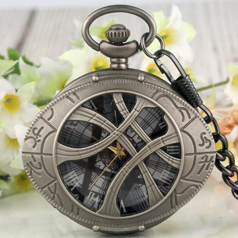 Kreatywna torba w stylu Retro zegarek pamiątka Hollow w kształcie oczu wisiorek kwarcowy zegar kieszonkowy łańcuch/fob Antique zegarek prezenty dla mężczyzn