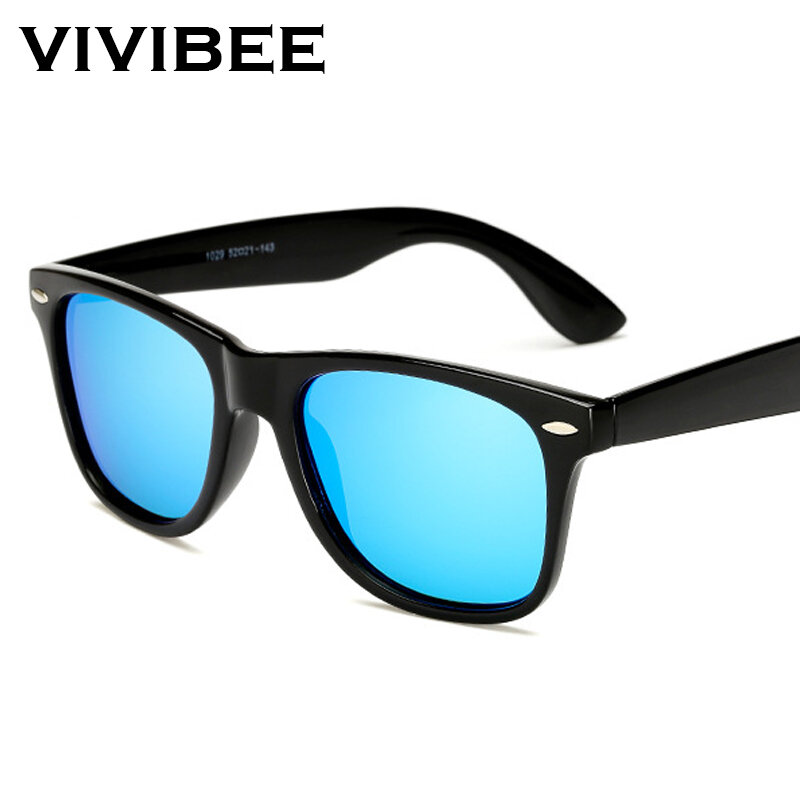 VIVIBEE kacamata klasik pria wanita, kacamata matahari musim panas terpolarisasi 2024 cermin biru lensa persegi mengemudi malam perlindungan UV400