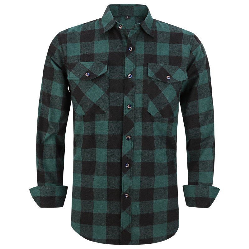 2023 nuova camicia di flanella scozzese da uomo primavera autunno maschile Regular Fit camicie Casual a maniche lunghe per (taglia USA S M L XL 2XL)