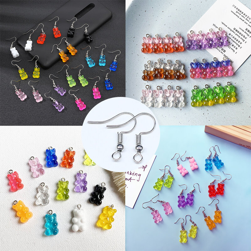 Fashion Creative bear candy color tea Earrings Cute Handmade Earrings Womens Jewelry DIY earrings Handmade by yourself
