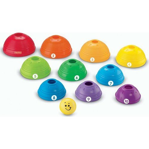 Fisher-Price 7 пронумерованных контейнеров-соединение 10 цветных чашек для преобразования 5 шариков W4472
