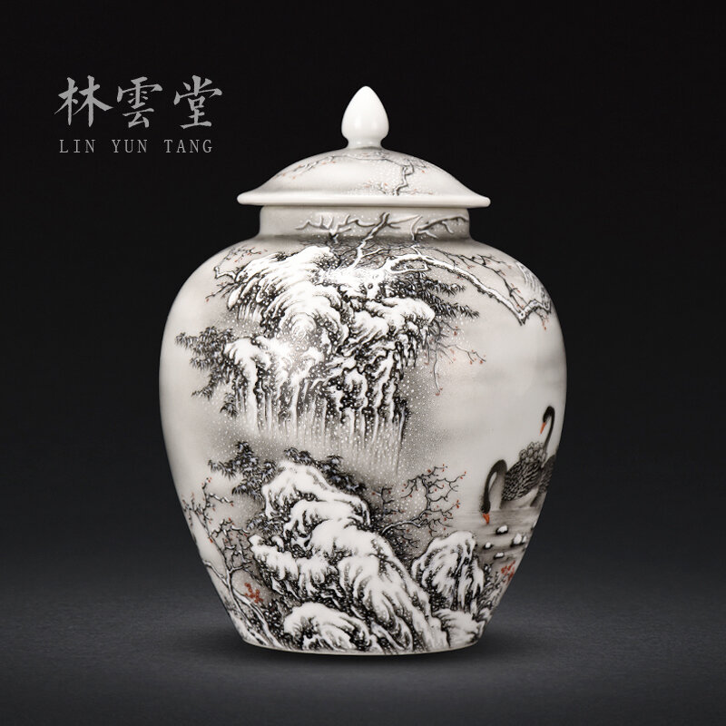 Lin Yuntang-hucha con forma de cisne de color negro, hucha de té de alta calidad, accesorios para artículos de decoración
