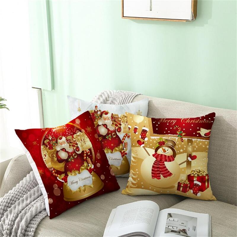 Чехол для подушки мягкий Рождественский мультяшный узор полиэстер персиковая кожа практичный приятный для кожи чехол для подушки для офисного дивана