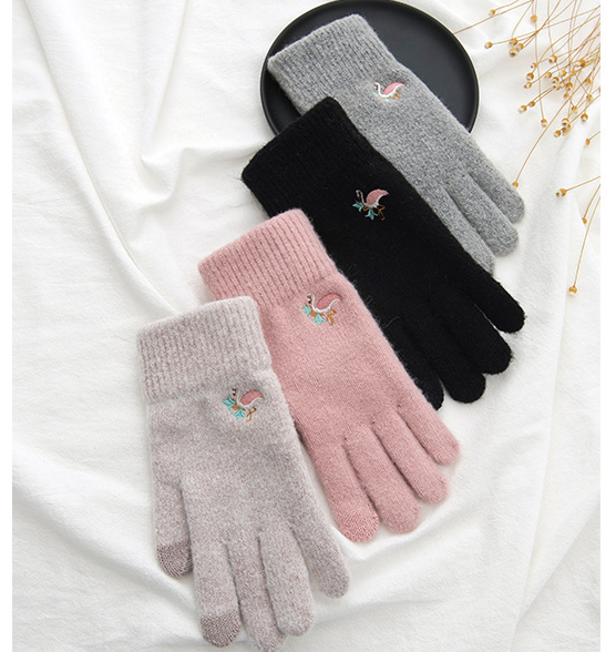Cinq doigts fendus doigts simple polyvalent femmes en peluche chaud tricoté laine gants femmes belle hiver
