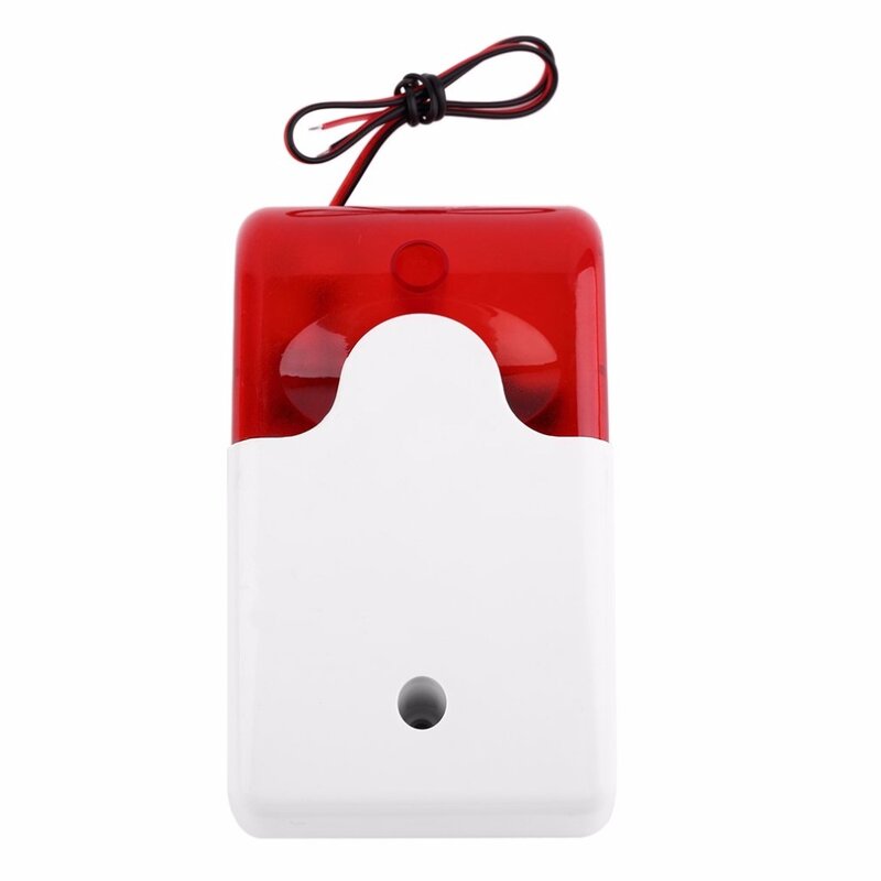 Panas! Keamanan Rumah Mini 108DB 12V Sirene Strobo Alarm Suara Lampu Indikator Merah Sirene Alarm Berkabel