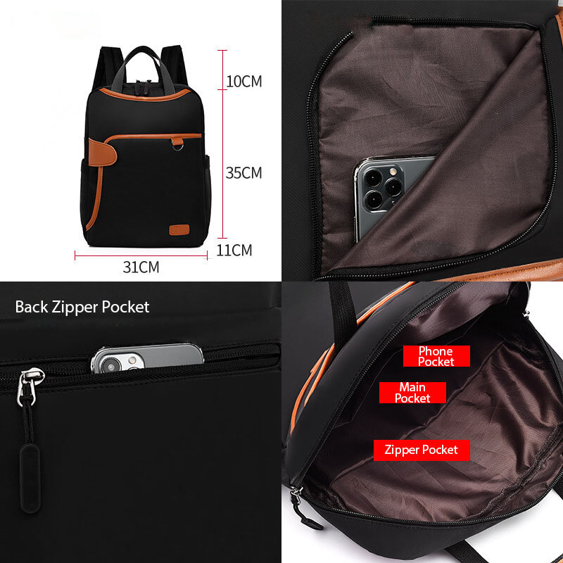 ABQP-mochila para ordenador portátil de 13 "para mujer, multifunción, escolar, Oxford, impermeable, de viaje