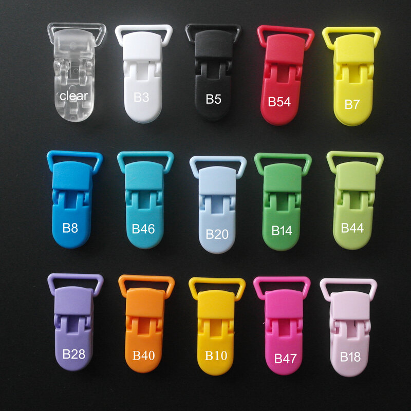 Sutoyuen-Clips de plástico para chupete de bebé, soporte de cadena para chupete, con forma de D, cinta de 20mm, 40 unidades