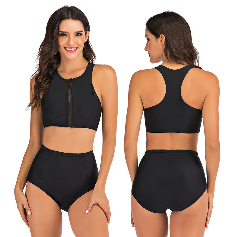 Sport Hoge Taille Bikini Vrouwen Badmode 2023 Sexy Crop Top Plus Size Badpak Zwemmen Badpak Bikini Set Met shorts