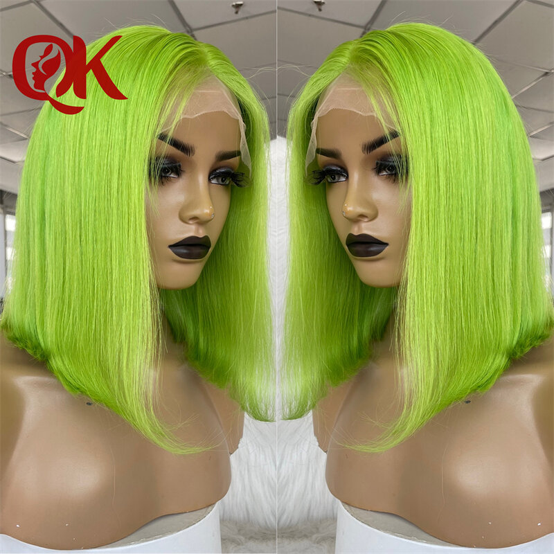 QueenKing hair 13x4 Lace Front Human Hair Wigs Straight 150% Color Bob Wigs Brazilian Hair Preplucked