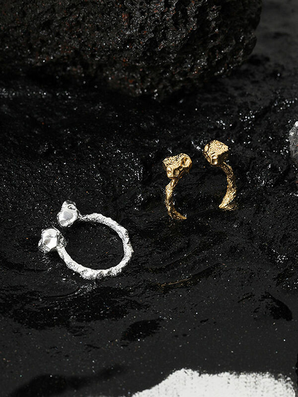 S'steel 925 Sterling Zilveren Open Ring Ontwerp Dubbele Bone Textuur Gift Voor Vrouwen Gouden Ringen Party 2021 Trend Fijne sieraden