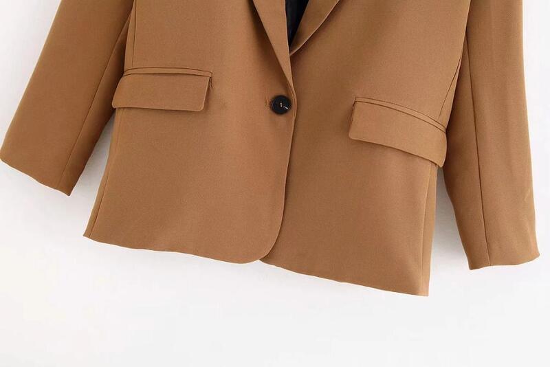 Marchied Inglaterra vintage oversize blazer de un solo botón feminino chaqueta para mujer 2019 chaquetas trajes pantalones 2 piezas conjunto