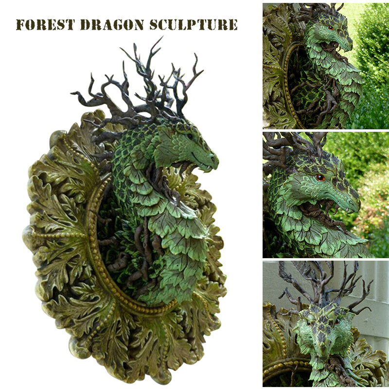 Floresta de resina estátuas decoração de parede para casa, interior e exterior pátio varanda para amantes de dragão jardim decoração ao ar livre jardin