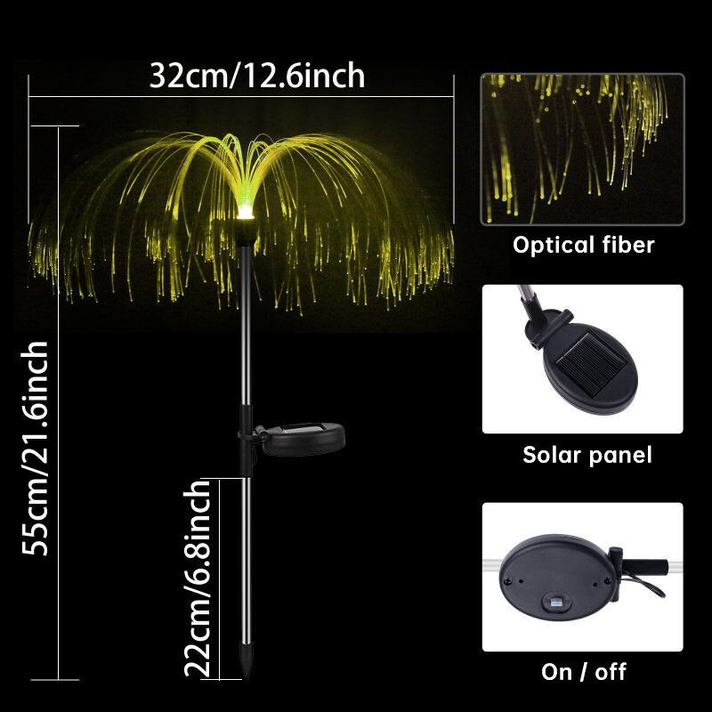 7 Colors Solar Jellyfish Lights LED Garden Lights Outdoor Wireless Fiber Optic Lamps For Lawn/Walkway/Landscape/Holiday Decor
