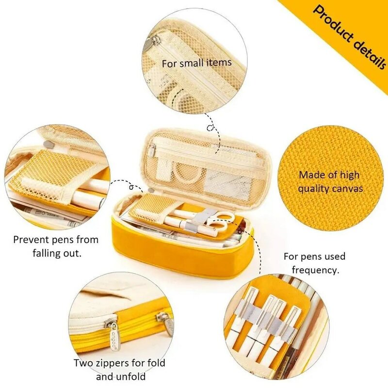 Angoo [c-block] caixa de lápis de caneta de bolso clássico, dobrar lona papelaria organizador saco de armazenamento para estudante de viagens de cosméticos a6449