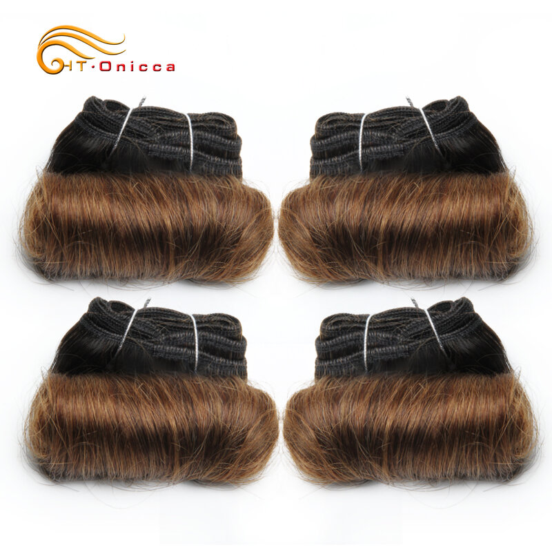 マレーシアのバッチ織り,自然な巻き毛のヘアエクステンション,4個ピース/ロット