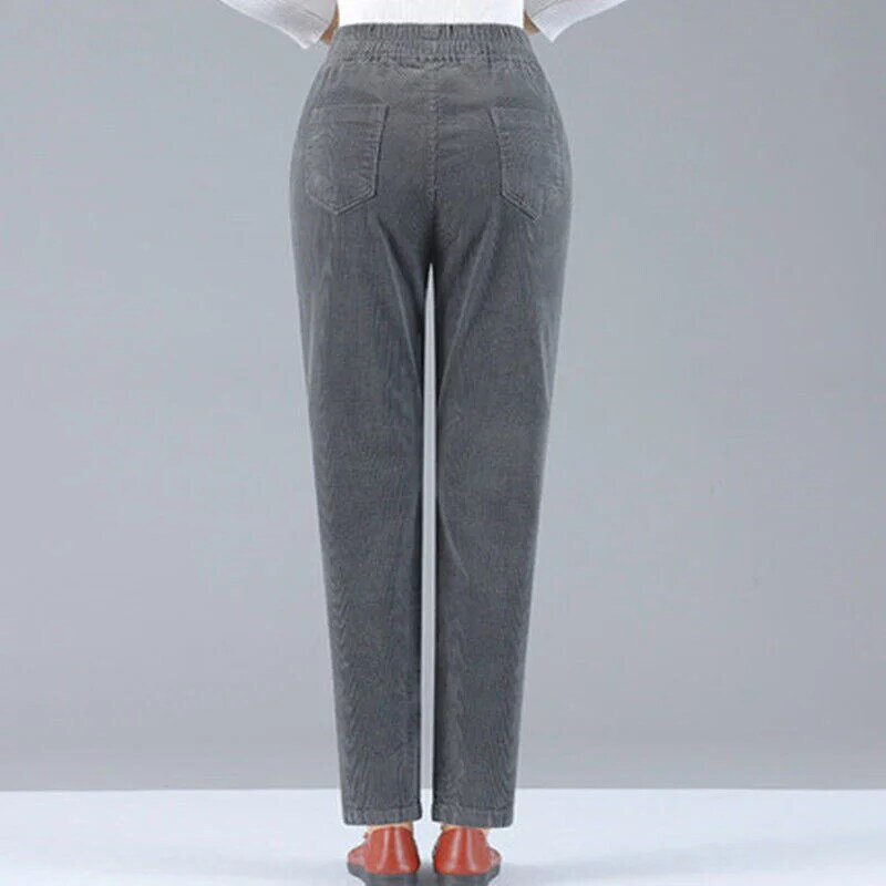 Модные вельветовые брюки для мам 5XL с высокой талией, облегающие шаровары, женские хлопковые бархатные брюки для мам среднего возраста, женские брюки 141