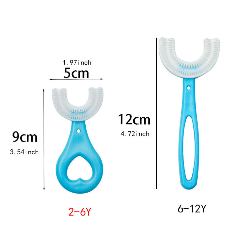 2024 Trendy Kids Toothbrush U-Shape Infant Toothbrush With Handle Silicone Oral Care Cleaning Brush For Toddlers Ages 2-12