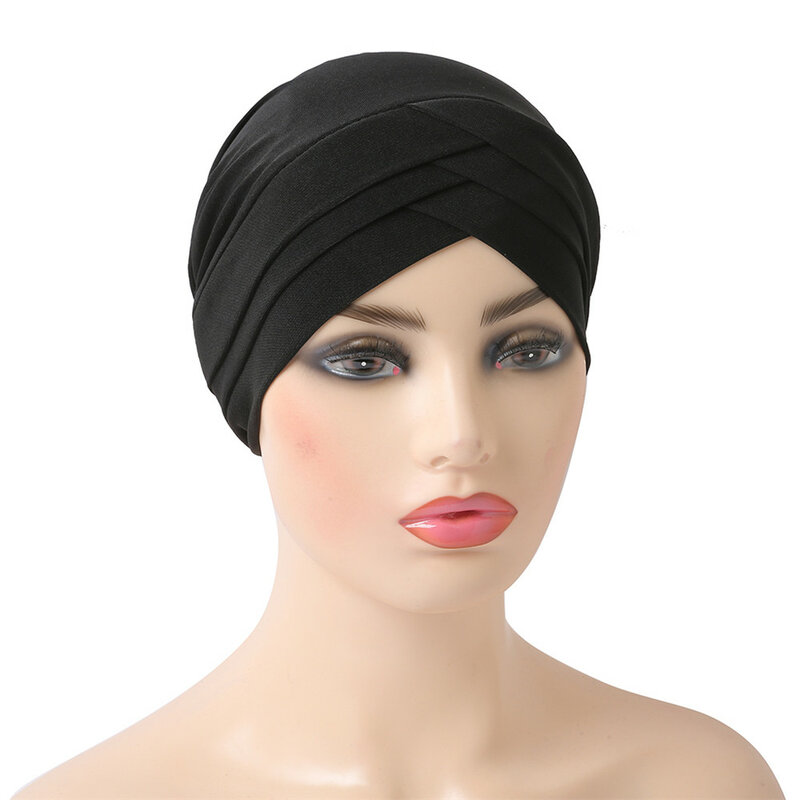 Bonnet croisé pour femmes musulmanes, écharpe de sauna, chapeau Hijab intérieur, casquettes turban pour femmes, bonnet indien, chapeaux enveloppants, islamique, arabe, mode