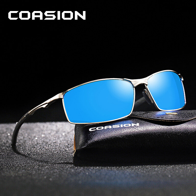 Мужские солнцезащитные очки COASION, поляризационные прямоугольные солнцезащитные очки с металлической оправой для вождения, UV400 CA1170, 2019