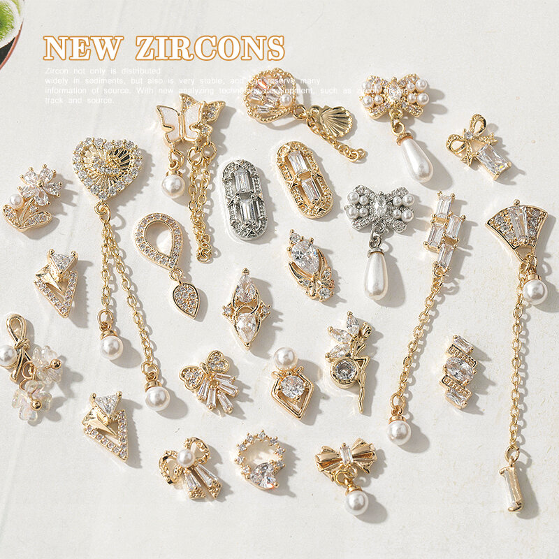HNUIX 1 pezzi 3D metallo zircone decorazioni per unghie zircone strass Nail art gioielli lega zircone nappa ciondolo accessorio per unghie