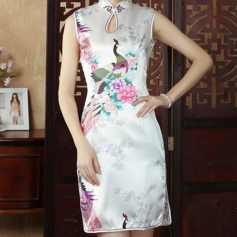 女性のためのクラシックなハンドメイドのドレス,フェミニンなドレス,ハイサイドスリット,中国の絶妙なドラゴンフォックスチョンサムとS-4XL