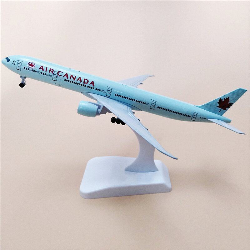 Avión de aleación de Metal con rueda de 20CM para niños, modelo de avión de Air Canadá B777 Boeing, juguete de exhibición coleccionable, regalo para niños