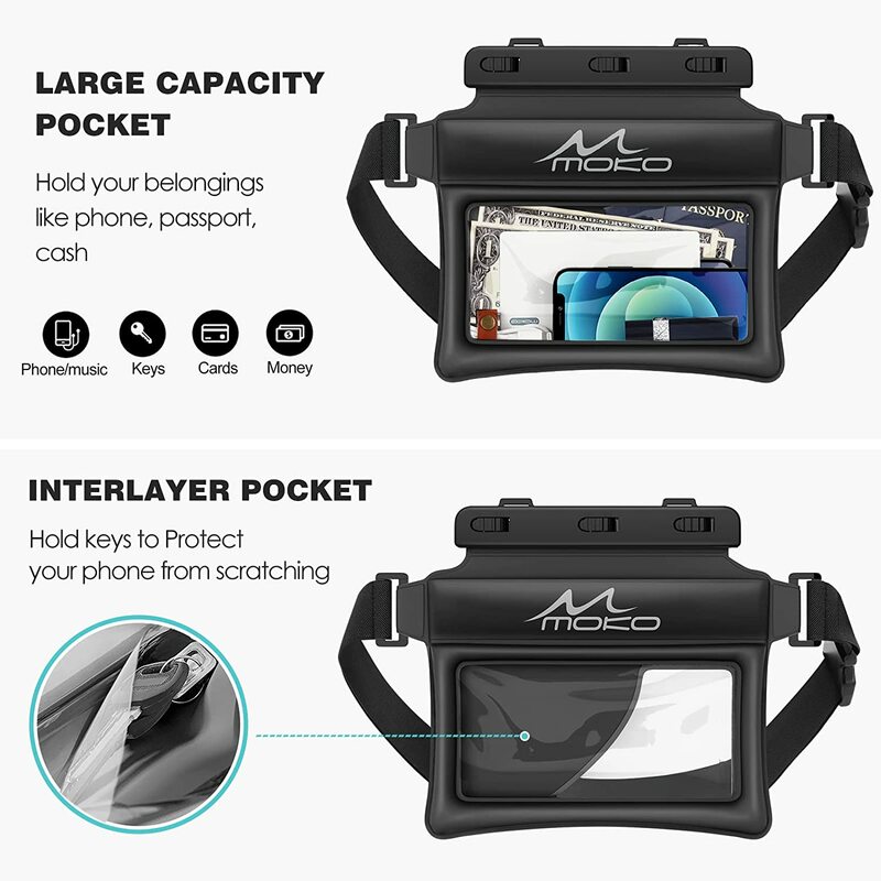 Водонепроницаемая сумка для телефона MoKo, забавная плавающая сухая сумка, сумка на пояс для плавания, подводного лыжного спорта, дрифта, дайвинга для iPhone 13/13 Pro Max