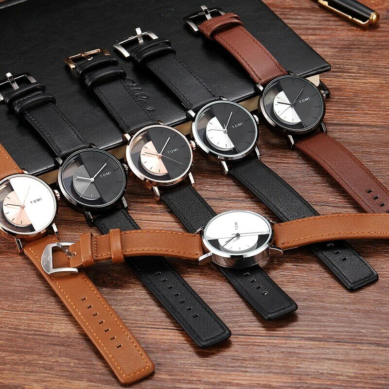 Einzigartige Uhr transparentes Zifferblatt Unisex Uhren für Männer Frauen Paar Mode einfache Leder Mann Armbanduhr männlich weiblich Quarz Reloj
