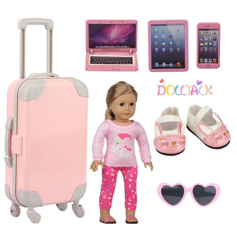 11 stylów zestaw zabawek zestaw walizek dla lalek 43cm noworodki i amerykańskie 18 Cal dziewczynka i OG ubranka dla lalki buty skarpetki akcesoria prezent