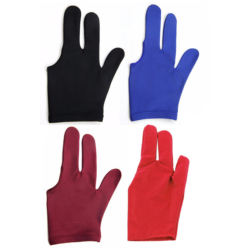 1Pcs 4 Colors Snooker Billiard Cue Glove Pool Left Hand Open Three Finger Accessory for Unisex Women and Men