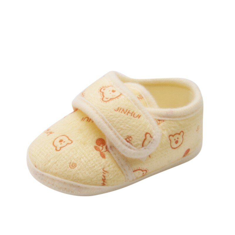 Sapatos macios antiderrapantes de algodão para bebês meninas com laço, sapatos de berço para bebês de 0-18 meses