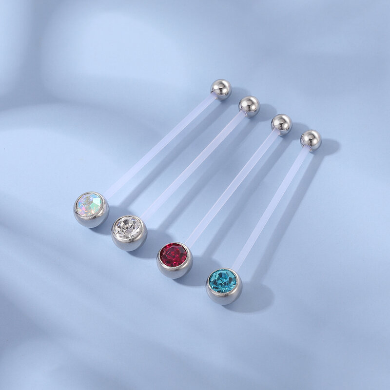 AOEDEJ – Piercing de nombril en acrylique pour femmes enceintes, anneau Flexible, confortable, Sexy, cristal, 14G