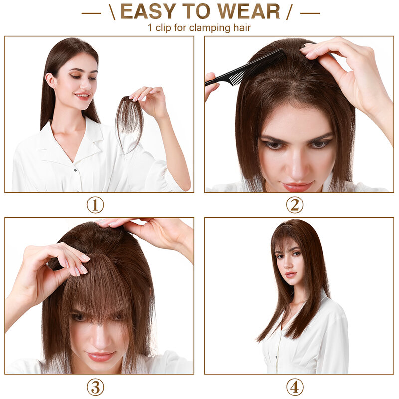 S-noilite Human Hair Fringe Natural Hair Bangs 3-25g Hairpiece Human Hair Bangs With Temples Hair Clips Front Bangs For Women