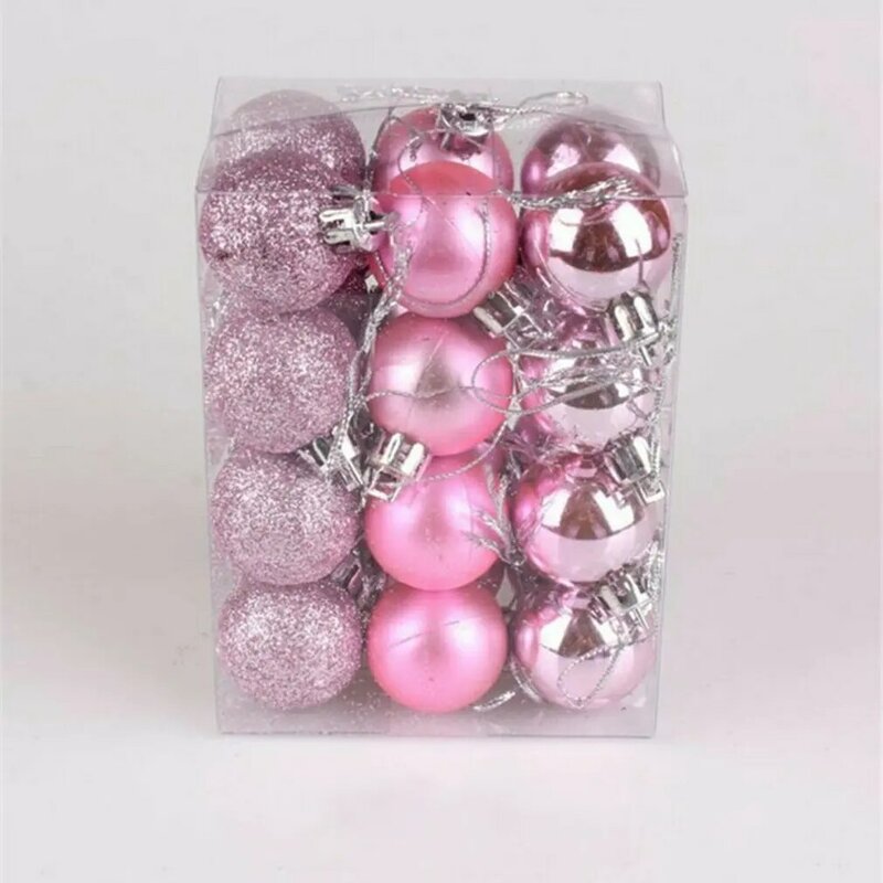 11 cores 24pc bola de natal ornamentos 3cm inquebrável ornamentos de natal árvore de natal pingente de natal bola caixa de presente conjunto