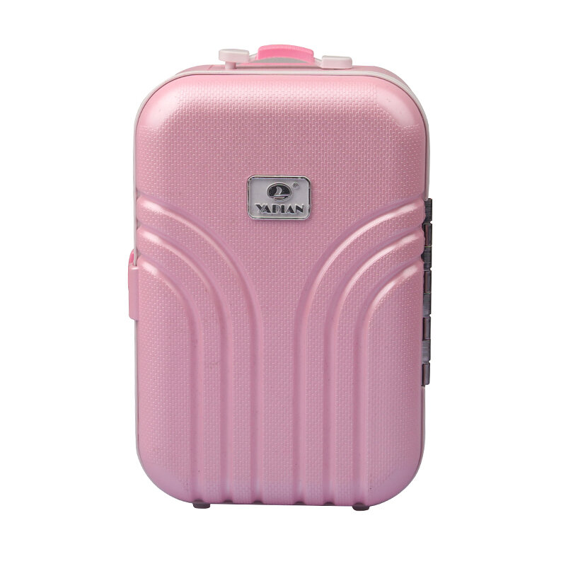 ピンクとシルバーの人形用スーツケース,18インチの人形用トラベルアクセサリー