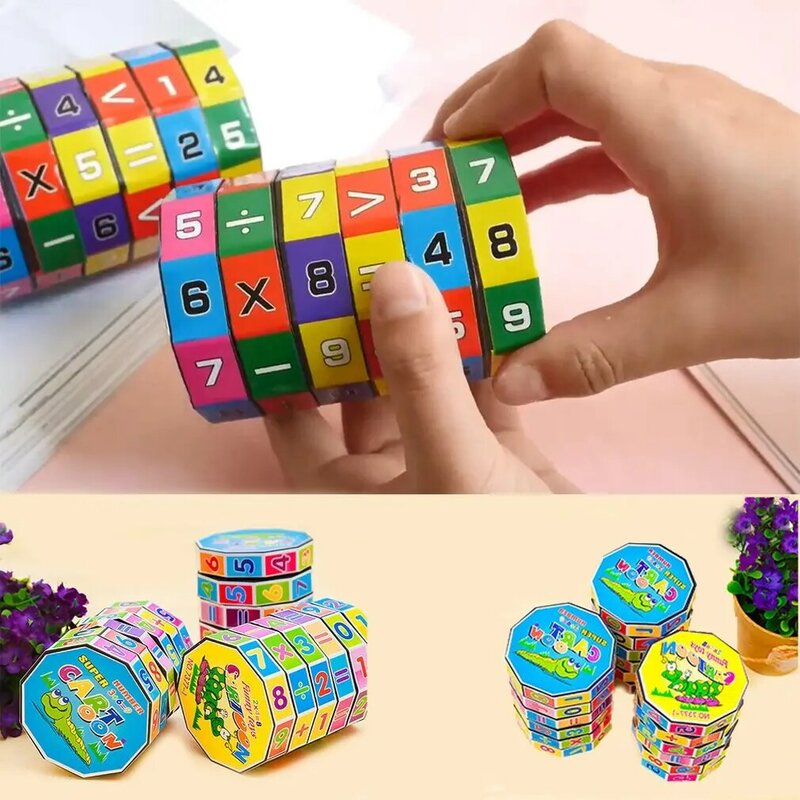 Mainan Aritmatika Anak-anak Silinder V-kubus 6 Angka Kubus Ajaib Mainan Puzzle Permainan Hadiah untuk Membantu Anak-anak Belajar Matematika