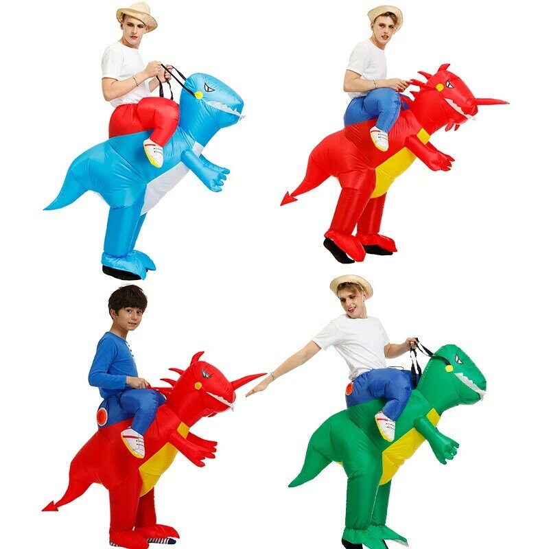 Traje de dinossauro inflável para adultos e crianças, T-Rex Purim, Cosplay de festa de carnaval, traje de Halloween para homens e mulheres