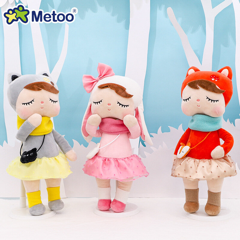 Metoo Angela Doll Pink Rabbit Unicorn Fox Cat Fores Animals Stuffed Plush Toys Customized Name For Kids Birthday Christmas Gifts